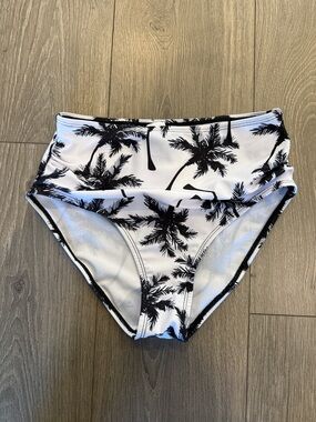 SHEIN Black and White Palm Print Teen 13Y Bikini Bottoms